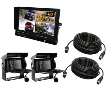 Zestaw Monitor 10'' 2 x kamera cofania AHD + kable