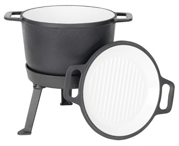 KOCIOŁEK ŻELIWNY EMALIA 3w1 STOJAK+PATELNIA 15L