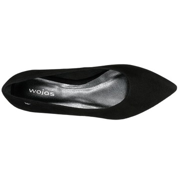 Baleriny Wojas czarne buty z weluru na błyszczącym obcasie r.39
