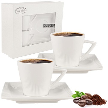 KOMPLET FILIŻANEK ZE SPODKIEM FILIŻANKI 80ML DO KAWY ESPRESSO 2 szt.