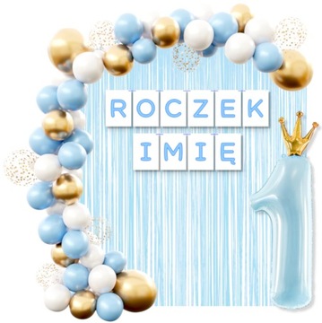 Balony na Roczek Girlanda Balonowa 1 Urodziny Imię