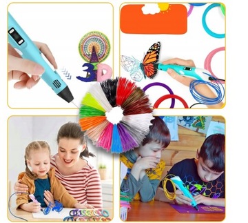 DŁUGOPIS 3D DRUKARKA 3D PEN RÓŻOWY + WKŁADY 210M + SZABLONY ZESTAW XL