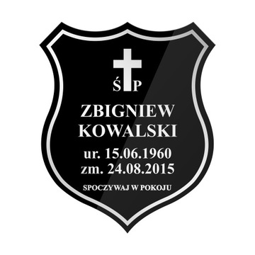 Tablica nagrobna tabliczka nagrobkowa krzyż na nagrobek, grób. Czarna 30x25