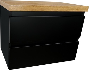 МАТОВЫЙ ЧЕРНЫЙ ШКАФ ДЛЯ ВАННОЙ С ДУБОВОЙ СТОЛЕШНИЦЕЙ 70 СМ