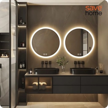 LUSTRO ŁAZIENKOWE LED 60 CM OKRĄGŁE PODŚWIETLANE DOTYKOWE BEZ PARY 3 BARWY