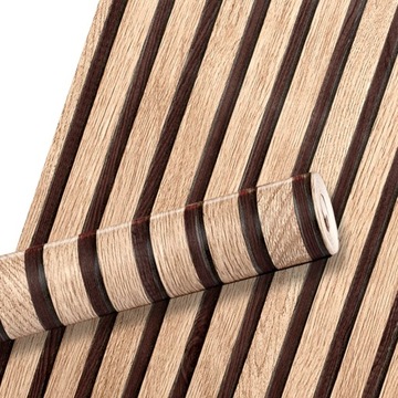 Обои ламеллу клеяные настенные панели 3D шпон Lamele Brown Wood 10M
