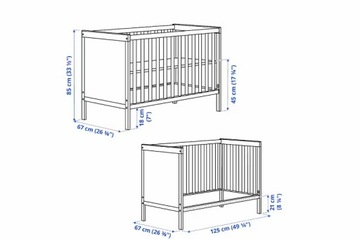ИКЕА СУНДВИК - детская кровать серая 60х120 см.