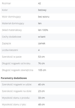 Duże Spodnie Calvin Klein z USA R42 Pas 106cm C727