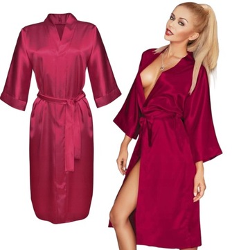 DKaren 115 satynowy SZLAFROK - PODOMKA *XL* bordo