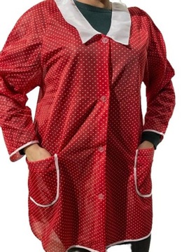 FARTUCH STYLONOWY CZERWONY Z RĘKAWAMI M-017 42