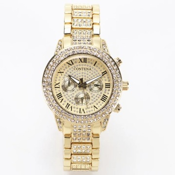 Relogio Feminino New Geneva Classic Luxury Ladies Rhinestone Watch Gold Wom