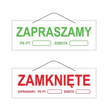 Tabliczka laminowana ZAPRASZAMY / ZAMKNIĘTE