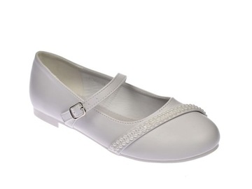 Туфли для причастия, белые, полные балетки для девочек, размер 46/24. 36