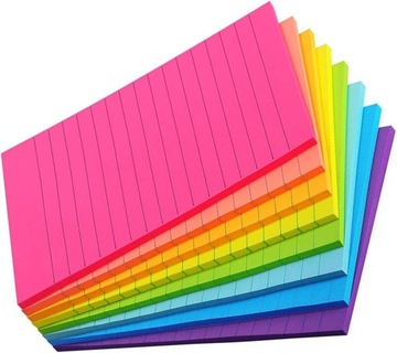 Линованные стикеры размером 100 х 150 мм, прочная самоклеящаяся бумага.