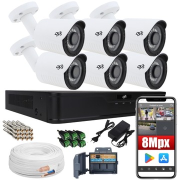 MONITORING 6 KAMER ZEWNĘTRZNYCH 8MPX IR 20M P2P
