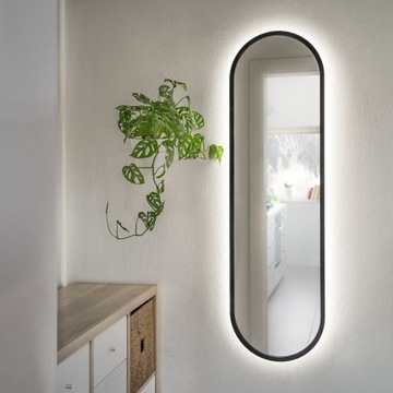 LUSTRO DO PRZEDPOKOJU LED CZARNA RAMA 30x130