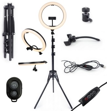 LAMPA PIERŚCIENOWA LED 30 CM + PILOT BT + STATYW