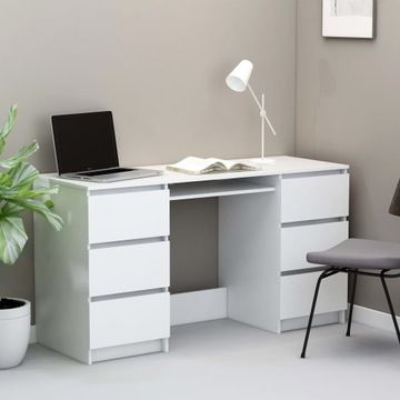 Biurko, białe, 140x50x77 cm, materiał drewnopochod