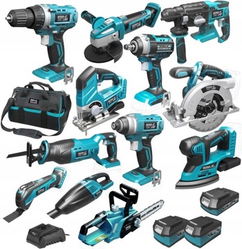 DEDRA ZESTAW COMBO 12 NARZĘDZI 18V 3xBATERIA TORBA