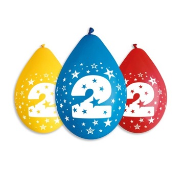 BALONY 2 NA DRUGIE URODZINY 5szt kolorowe 30cm