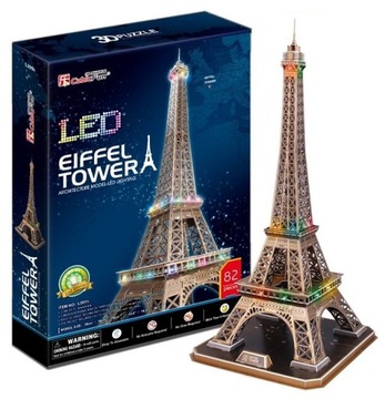 PUZZLE 3D LED Wieża Eiffla 82el Paryż KLOCKI