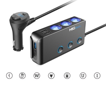 РАЗЪЕМ ПРИкуривателя 12-24В 4xUSB QC PD