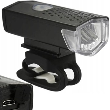 Lampka 300lm 1100mAh USB LED rowerowa przód lampa