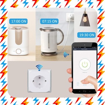 2x РОЗЕТКА ДЛЯ ТАЙМЕРА Wi-Fi SMART TUYA ВАТТМЕТР С ТАЙМЕРОМ 16А