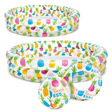 BASEN PIŁKA KÓŁKO 132x28cm INTEX zestaw 3w1