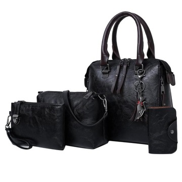 4 шт Женские сумки Большие сумки из искусственной кожи Черный