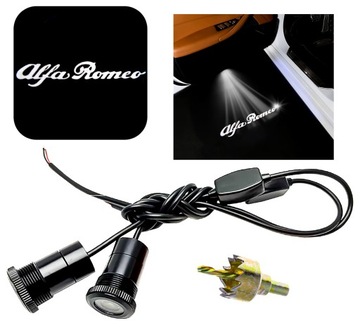 ZESTAW 2x PROJEKTOR LED LOGO ALFA ROMEO HOLOGRAM UNIWERSALNY 12V EMBLEMAT