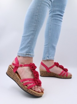 Sandały damskie na niskiej koturnie lekkie wygodne buty na lato MS10029 r41