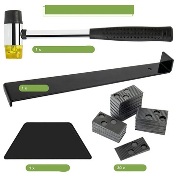 Дистанционные клинья, установленные для монтажных напольных панелей, клинья ложки + молоток