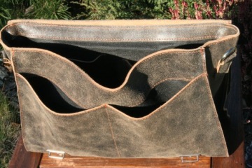 Мужская кожаная сумка через плечо винтажная полировка A4 коричневая