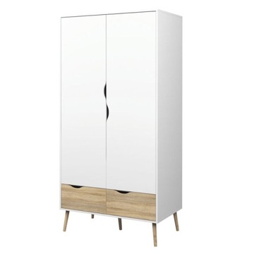 SZAFA NA UBRANIA nowoczesna biały + dąb sonoma 2 DRZWI 99 cm x 200 cm OSLO
