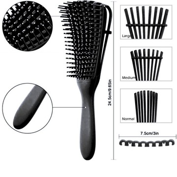 РЕГУЛИРУЕМАЯ ЩЕТКА ДЛЯ ВКУРНЫХ ВОЛНЫ ДЛЯ УДЕРЖИВАНИЯ КУДРОВ, ЧЕРНАЯ