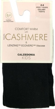 CALZEDONIA rajstopy 7% KASZMIR WISKOZA wełna miękkie czarne 110-116 cm