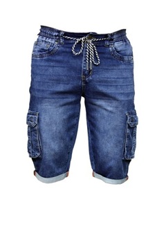 SPODENKI MĘSKIE JEANS na gumce- BOJÓWKI W32 PAS 84-86+