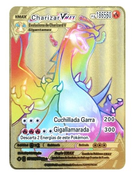 POKEMON ZŁOTA KARTA METALOWA CHARIZARD VMAX PS186560 GOLD METAL SUPER MOCNA