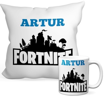 ZESTAW FANA FORTNITE KUBEK 330 ML+PODUSZKA+IMIĘ