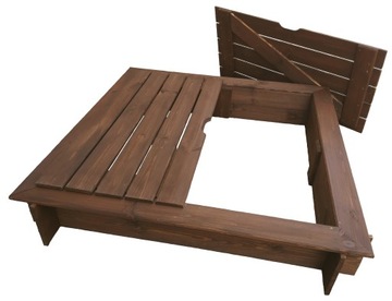 PIASKOWNICA DREWNIANA Z POKRYWĄ 120X120 PALISANDER