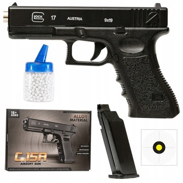 PISTOLET METALOWY NA KULKI REPLIKA GLOCKA + GRATIS