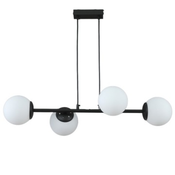 LAMPA WISZĄCA SUFITOWA ŻYRANDOL KULE czarna NOWOCZESNA mleczna