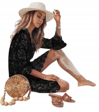 Narzutka plażowa sukienka tunika pareo boho