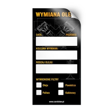 Naklejki SERWISOWE wymiana OLEJU 9x5 / 135 szt.