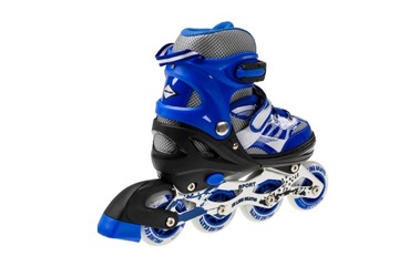 РОЛИКОВЫЕ КОНЬКИ РЕГУЛИРУЕМЫЕ КОНЬКИ СИНИЕ КОЛЕСО СВЕТОДИОДНЫЕ КОЛЕСА 34-37