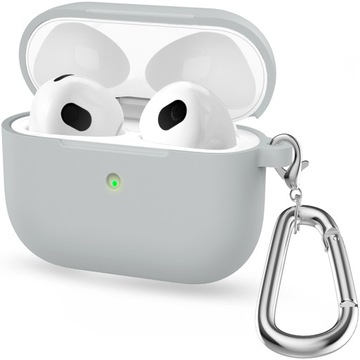 ETUI SILIKONOWE DO APPLE AIRPODS PRO 1 COVER CASE KARABIŃCZYK - LIGHT GRAY