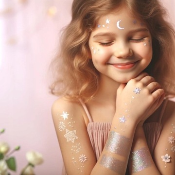 Моющиеся блестящие татуировки для детей Набор для татуировок с хайлайтером +G