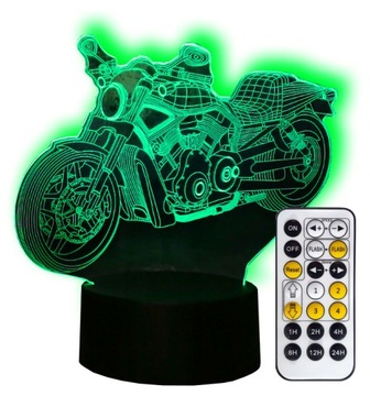 CHOPPER HARLEY MOTOR Lampka Nocna 3D LED + PILOT