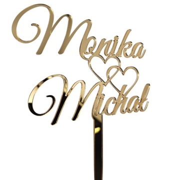 Топпер для свадебного торта с именами ИМЕНИ золотой зеркальный топпер для свадебного торта